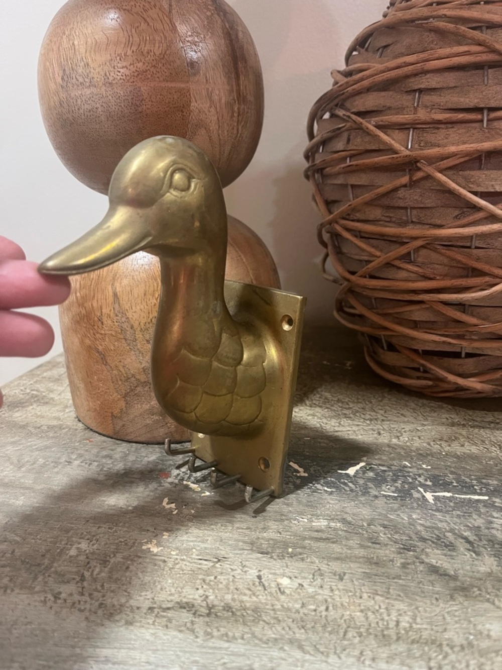 Brass Duck Wall Hook - Vintage-Inspired Gold Duck Key Holder